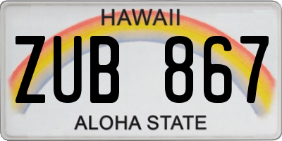 HI license plate ZUB867