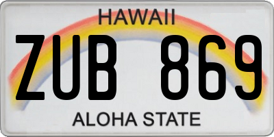 HI license plate ZUB869