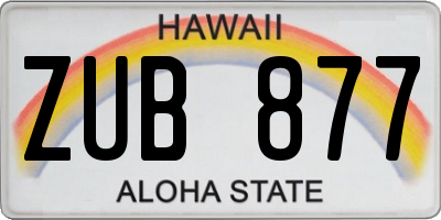 HI license plate ZUB877