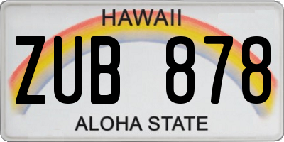 HI license plate ZUB878