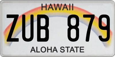HI license plate ZUB879