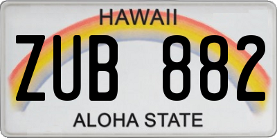 HI license plate ZUB882