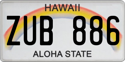 HI license plate ZUB886