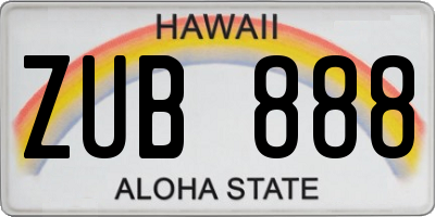 HI license plate ZUB888