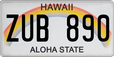 HI license plate ZUB890