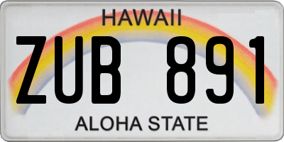 HI license plate ZUB891