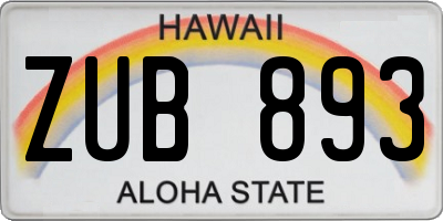HI license plate ZUB893