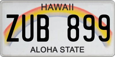 HI license plate ZUB899