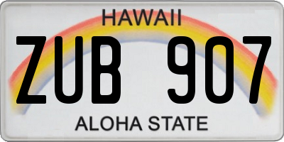 HI license plate ZUB907