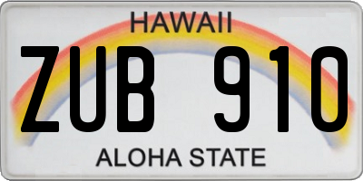 HI license plate ZUB910