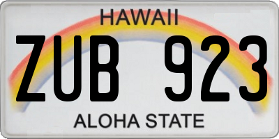 HI license plate ZUB923