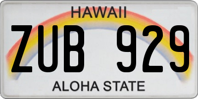 HI license plate ZUB929