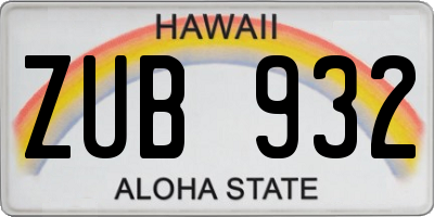 HI license plate ZUB932
