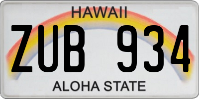 HI license plate ZUB934