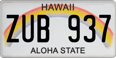 HI license plate ZUB937