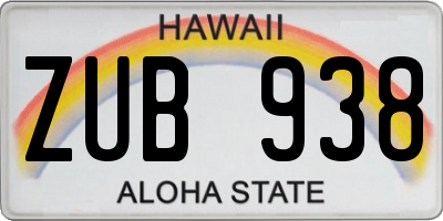 HI license plate ZUB938