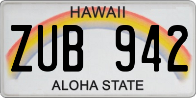 HI license plate ZUB942