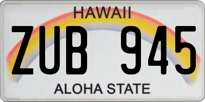HI license plate ZUB945