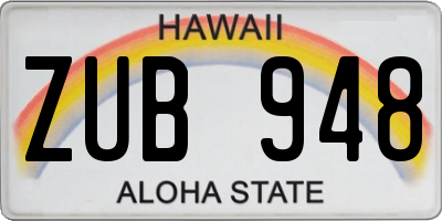 HI license plate ZUB948