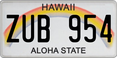 HI license plate ZUB954