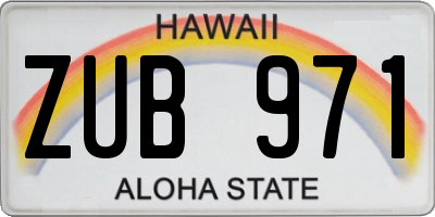 HI license plate ZUB971