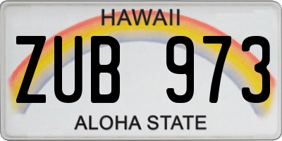 HI license plate ZUB973