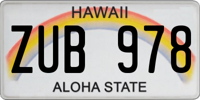 HI license plate ZUB978