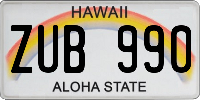 HI license plate ZUB990