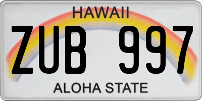 HI license plate ZUB997