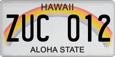 HI license plate ZUC012