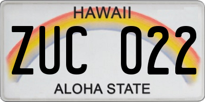 HI license plate ZUC022