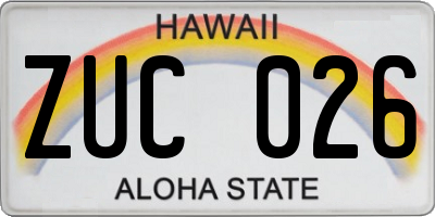 HI license plate ZUC026