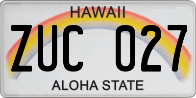 HI license plate ZUC027