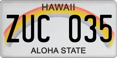 HI license plate ZUC035