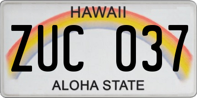 HI license plate ZUC037