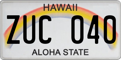 HI license plate ZUC040