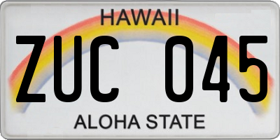 HI license plate ZUC045