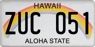 HI license plate ZUC051