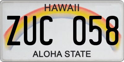 HI license plate ZUC058