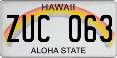 HI license plate ZUC063