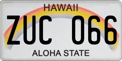 HI license plate ZUC066