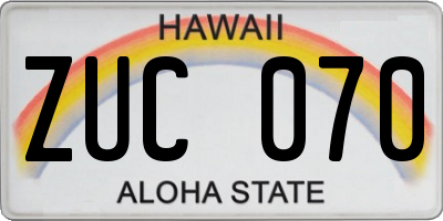 HI license plate ZUC070