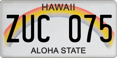 HI license plate ZUC075