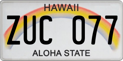 HI license plate ZUC077