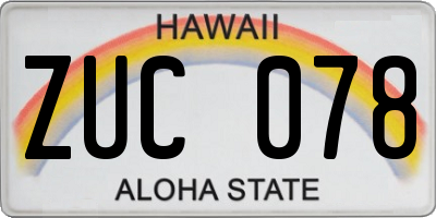 HI license plate ZUC078