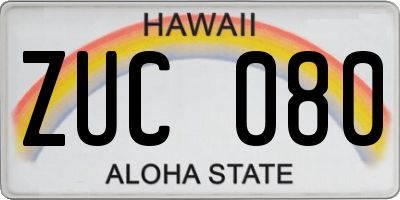 HI license plate ZUC080