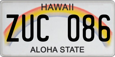 HI license plate ZUC086