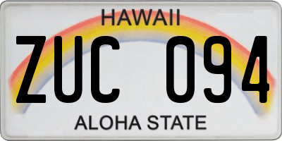 HI license plate ZUC094
