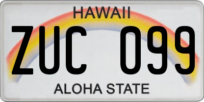 HI license plate ZUC099
