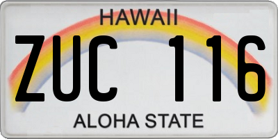 HI license plate ZUC116